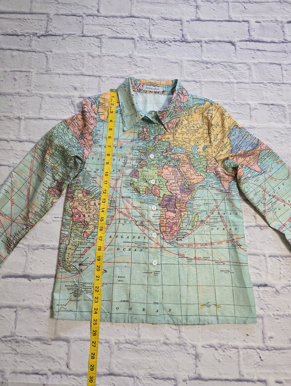 Map Print Button-Up Shirt - Picture 5 of 5